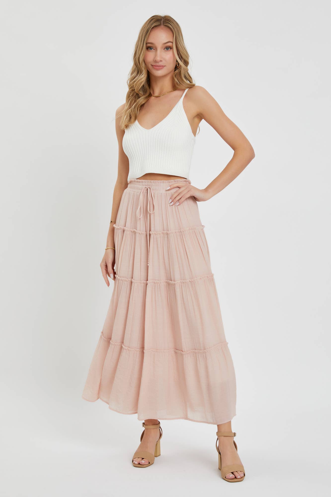 Flowy Tiered Boho Maxi Skirt
