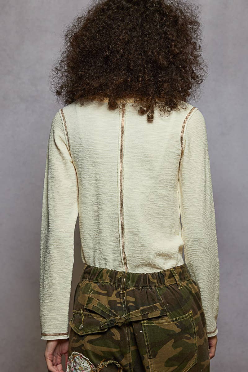 Stud detail textured knit top