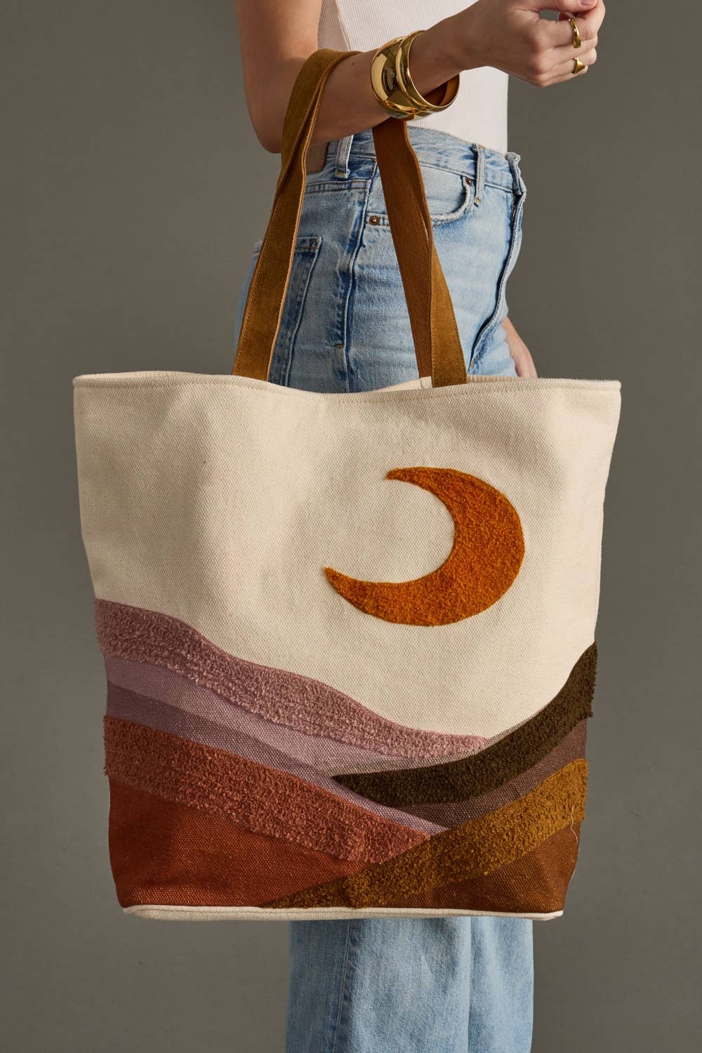 Large Boho Chic Moonrise Scene Tote - 2 Designs Available