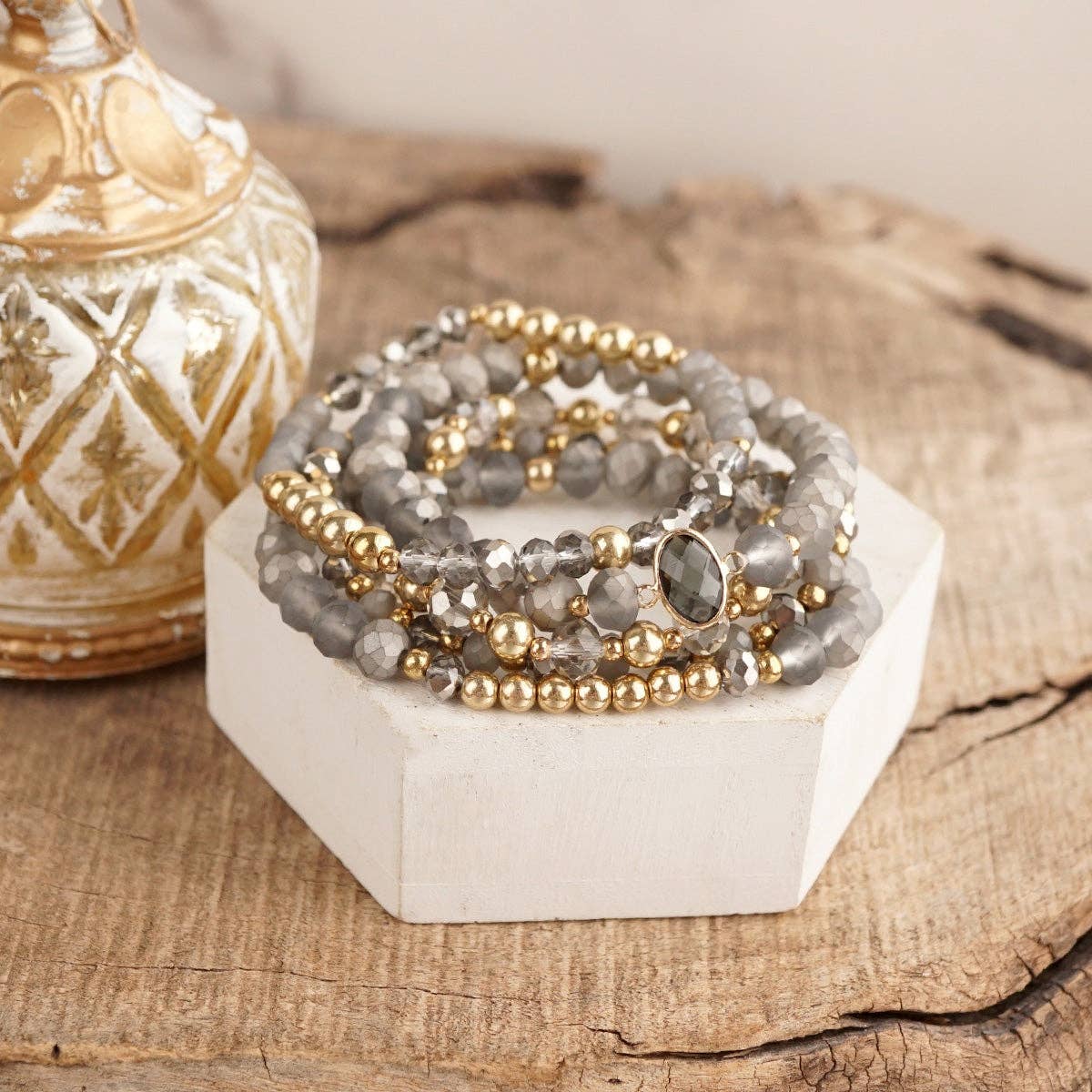 Golden Burgundy Bracelet Stack