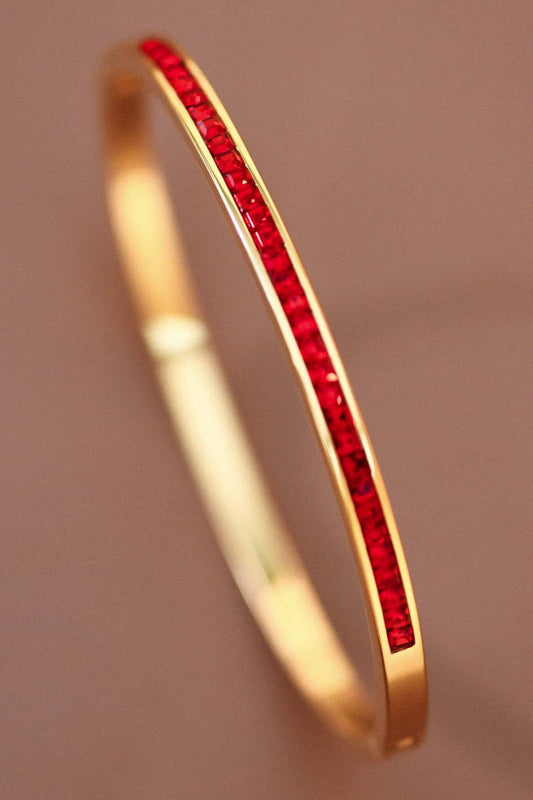 18K Gold Plated Waterproof Red Sparkle Bangle