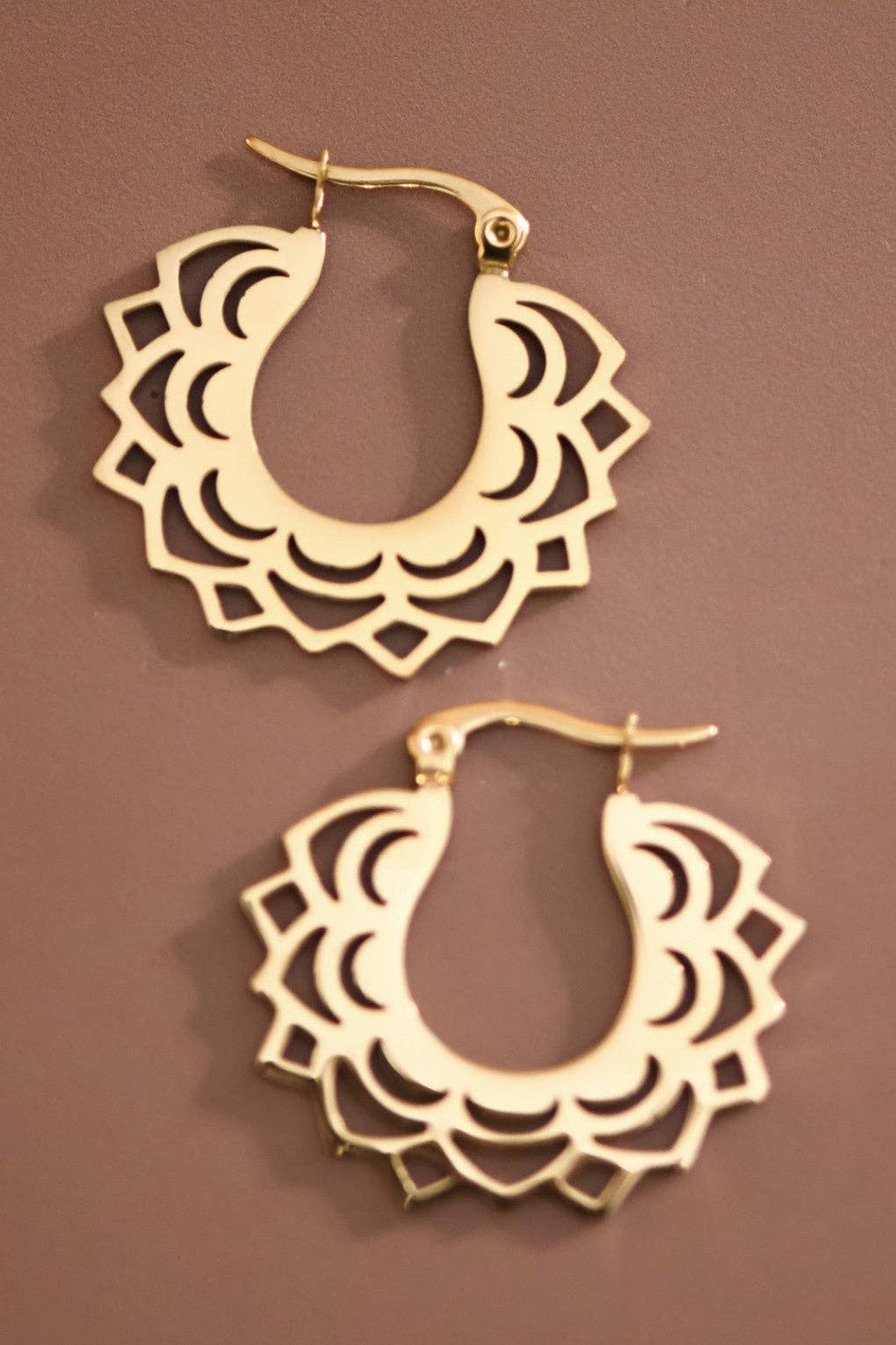18K Gold Plated Waterproof Boho Hoop Earrings