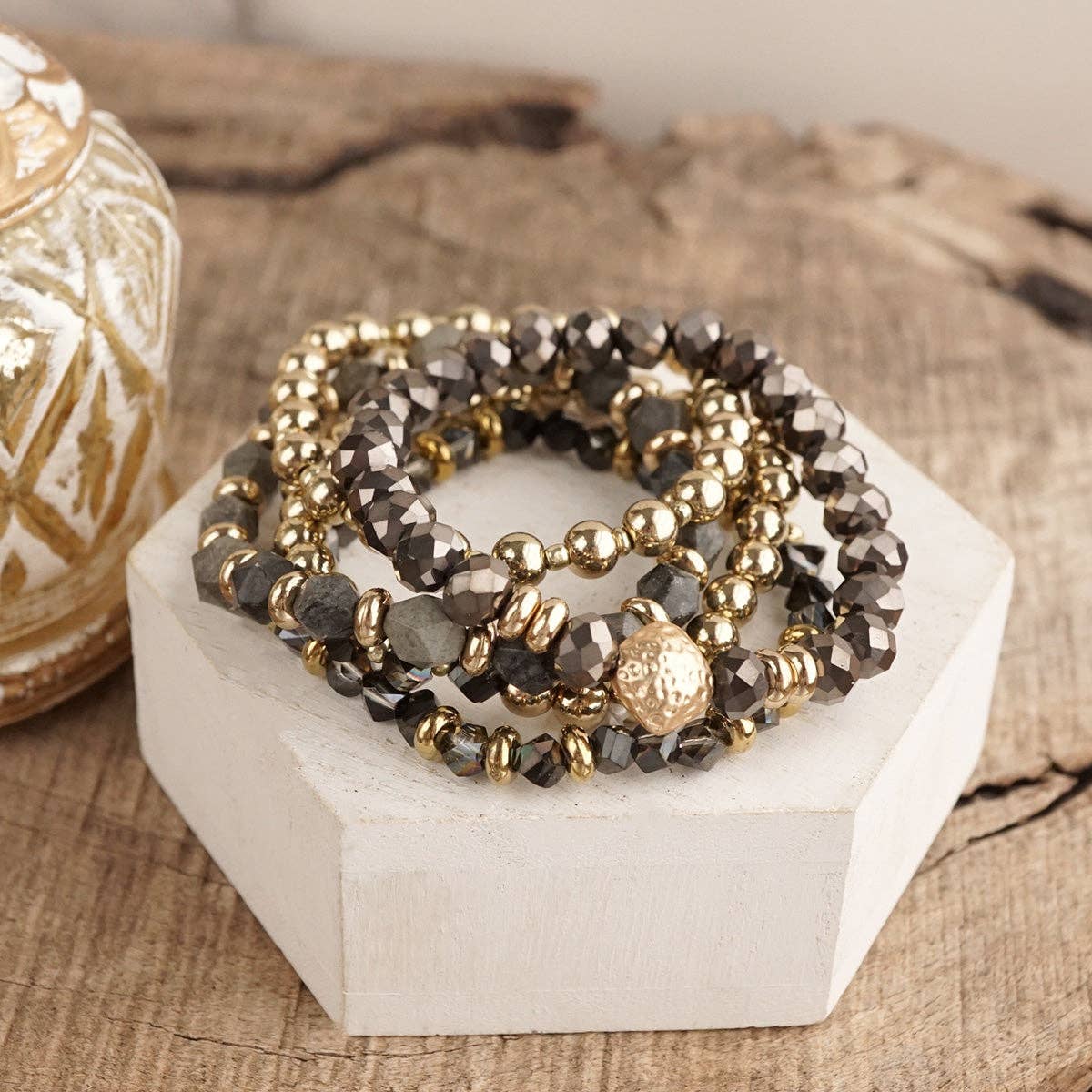 Golden Burgundy Bracelet Stack