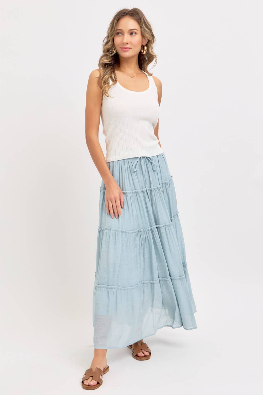 Flowy Tiered Boho Maxi Skirt