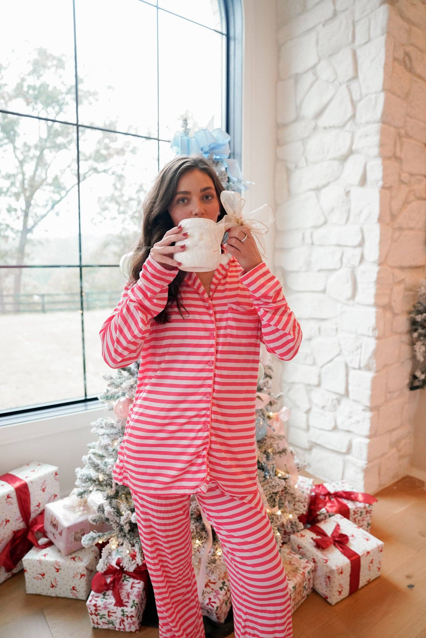 Pink & Red Stripes - Bamboo Pajama Set