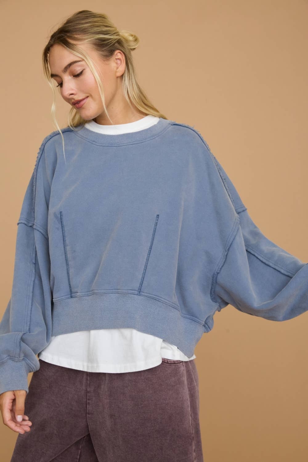 Washed Cropped Oversized Sweatshirt