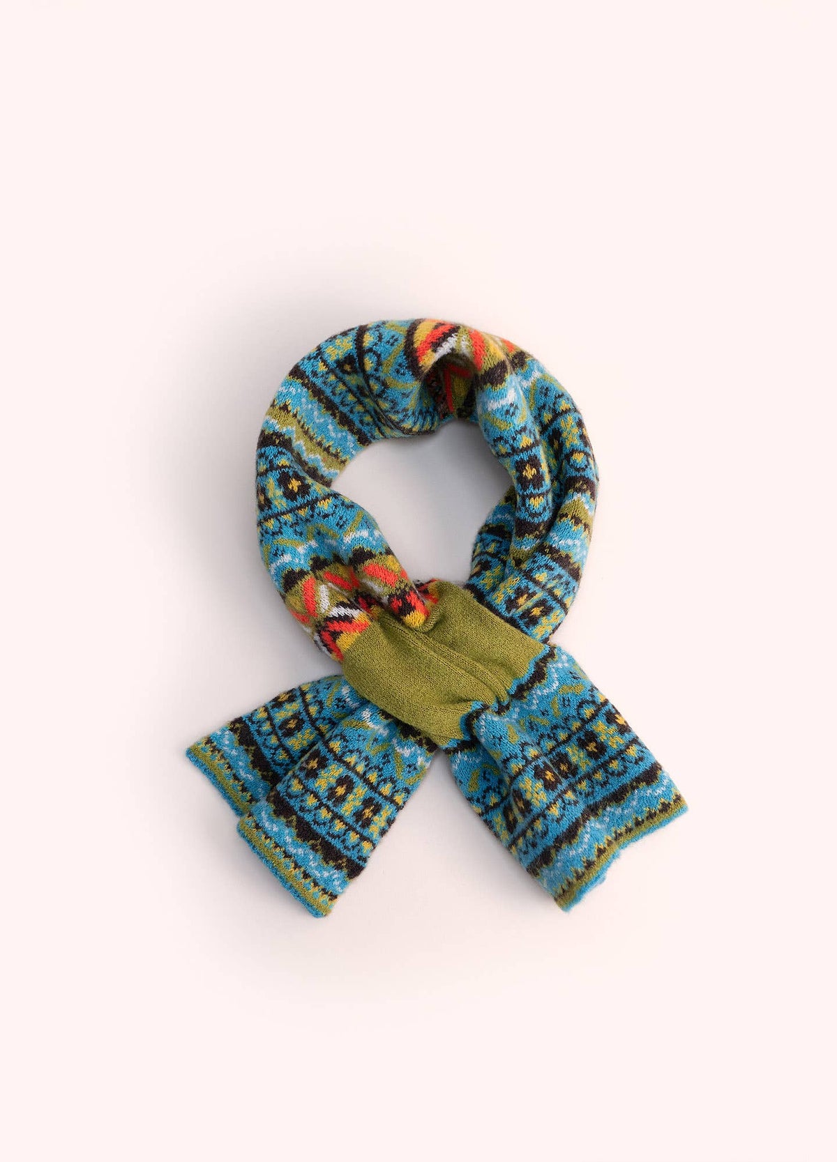 Fair Isle Scarf in Teal Mix