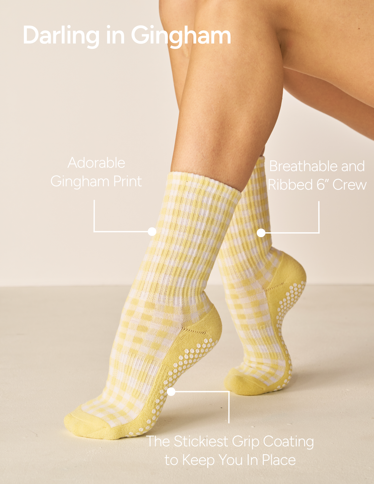 The Gingham Crew Grip Sock
