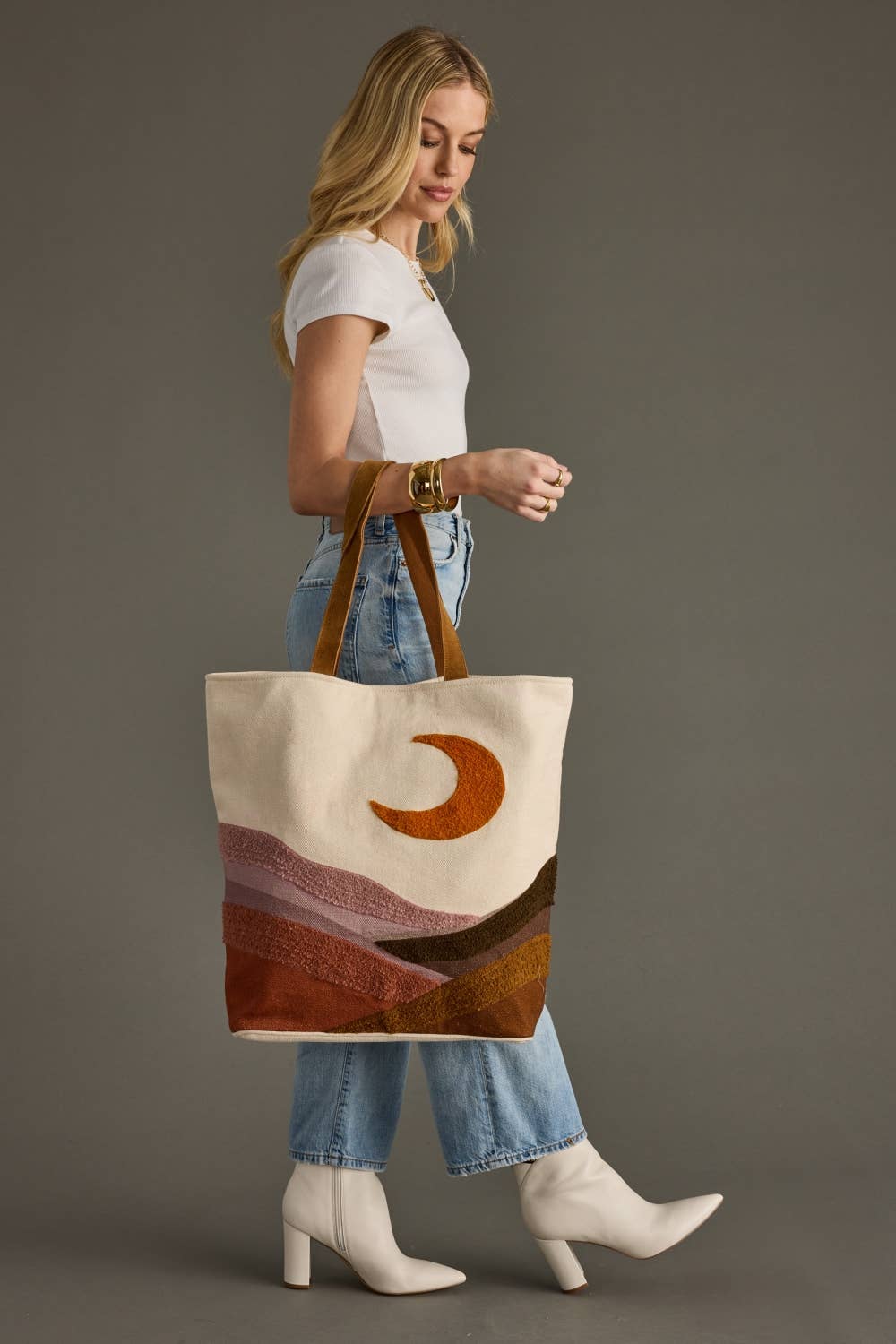 Large Boho Chic Moonrise Scene Tote - 2 Designs Available