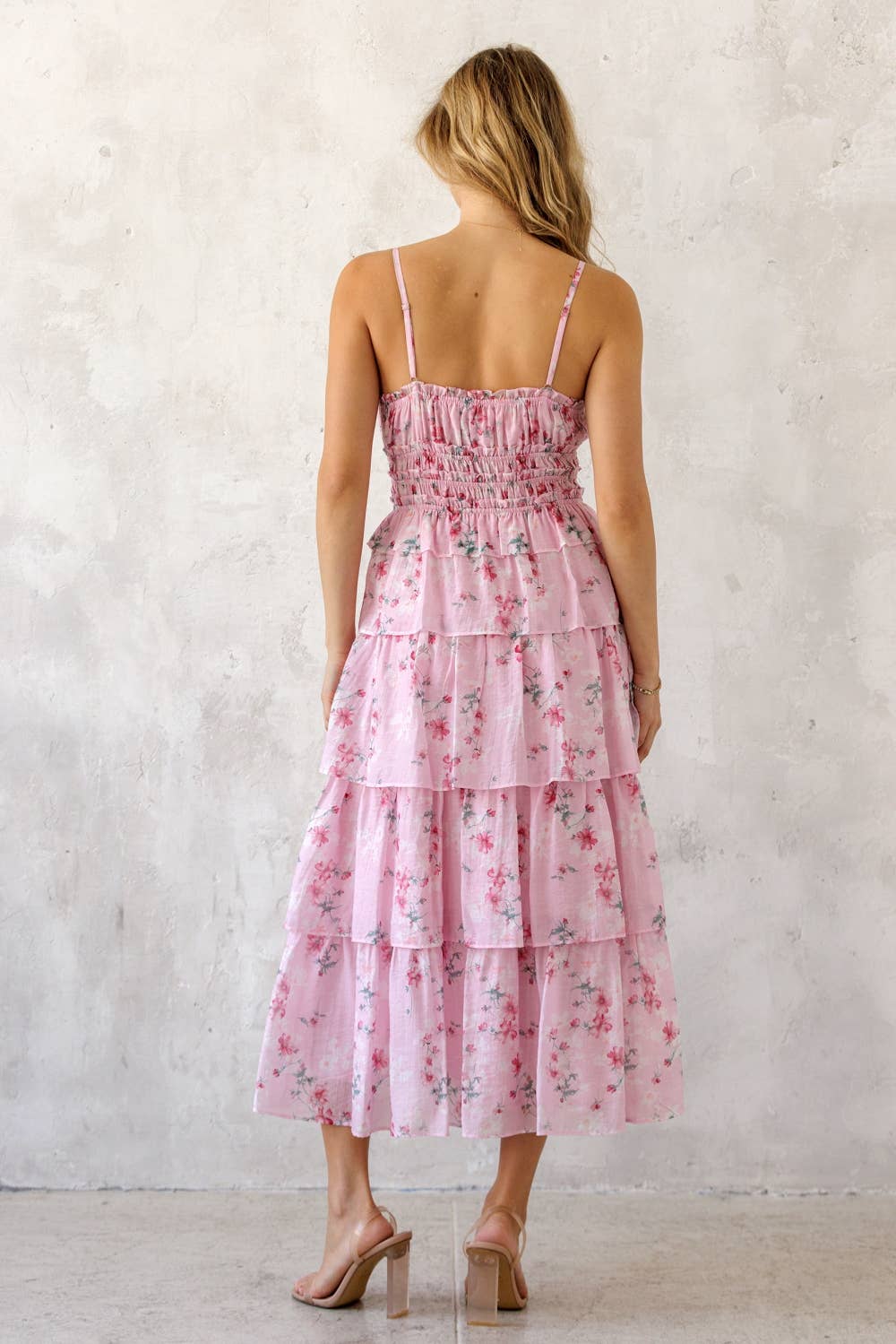 Floral Smocked Tiered Midi Dress