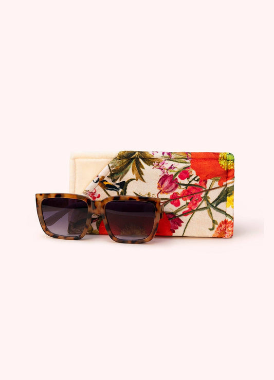 Velvet Sunglasses Pouch - Fine Flora, Cream