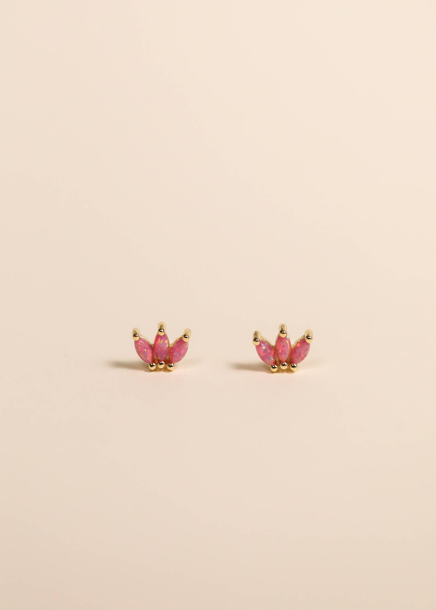 Opal Crown Stud - Pink - Gold Earrings