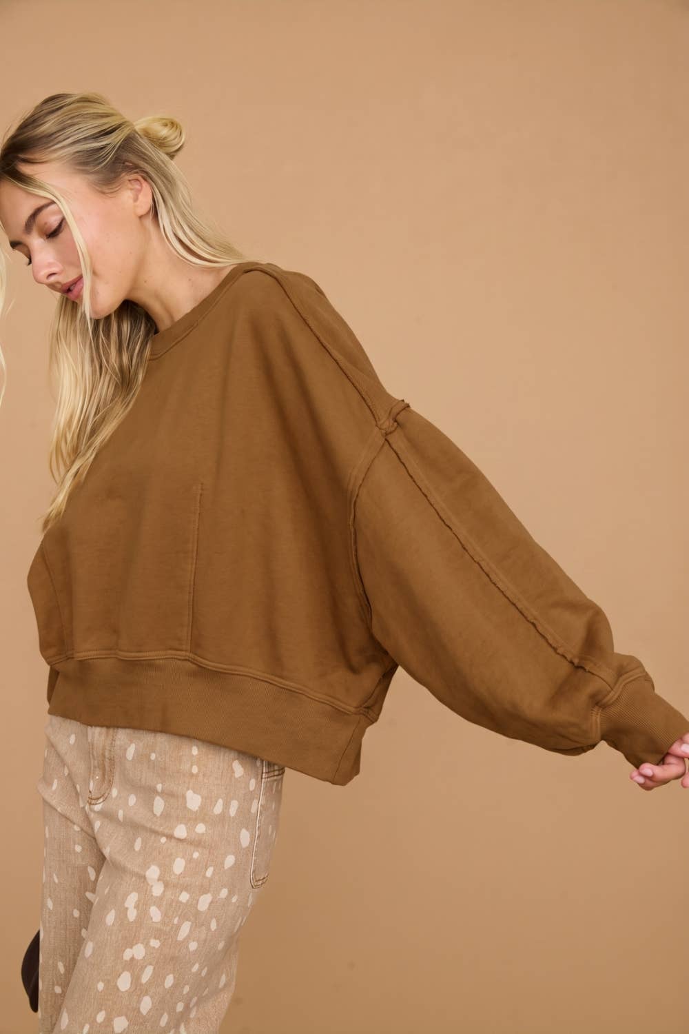 Washed Cropped Oversized Sweatshirt