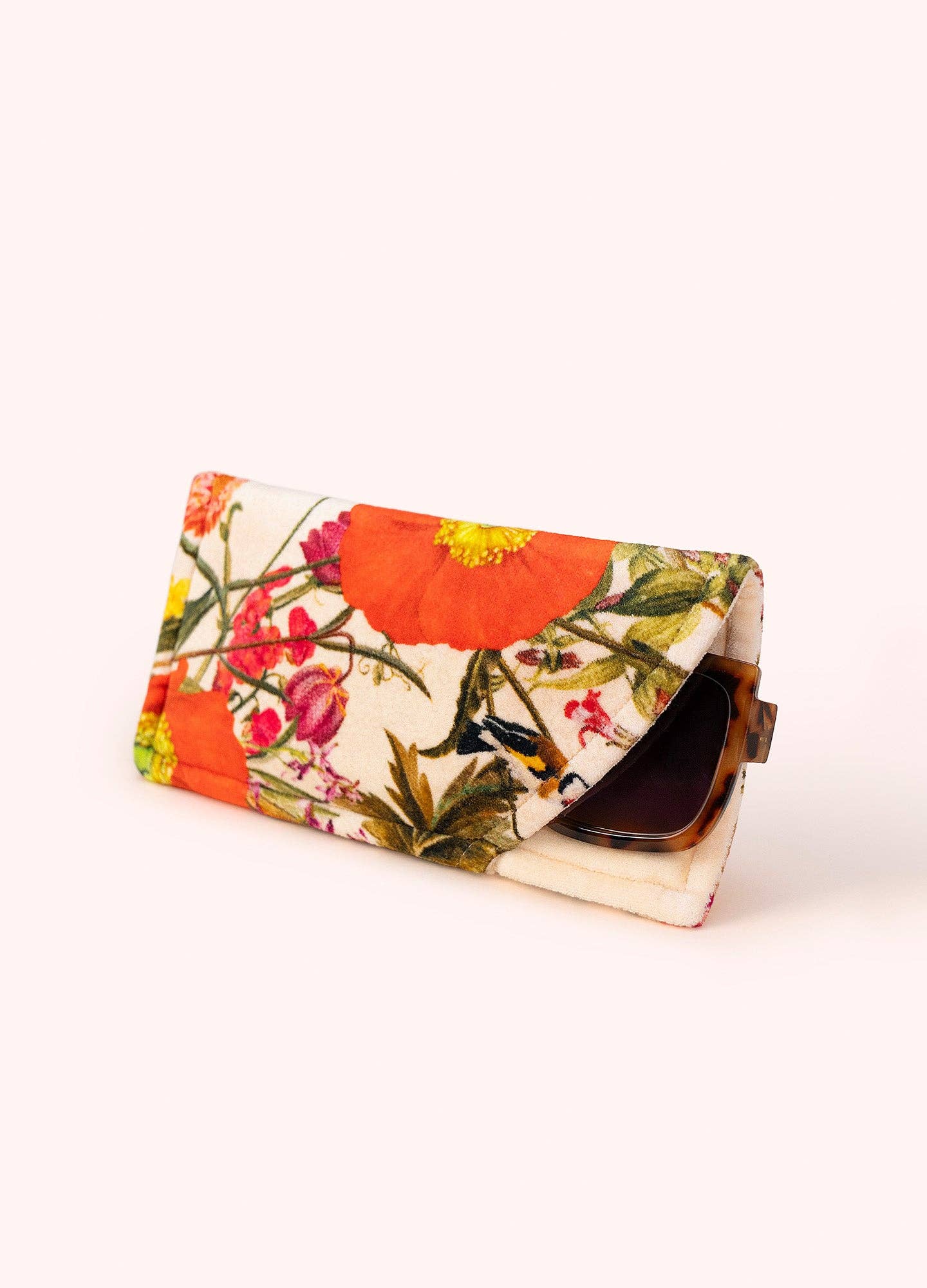 Velvet Sunglasses Pouch - Fine Flora, Cream