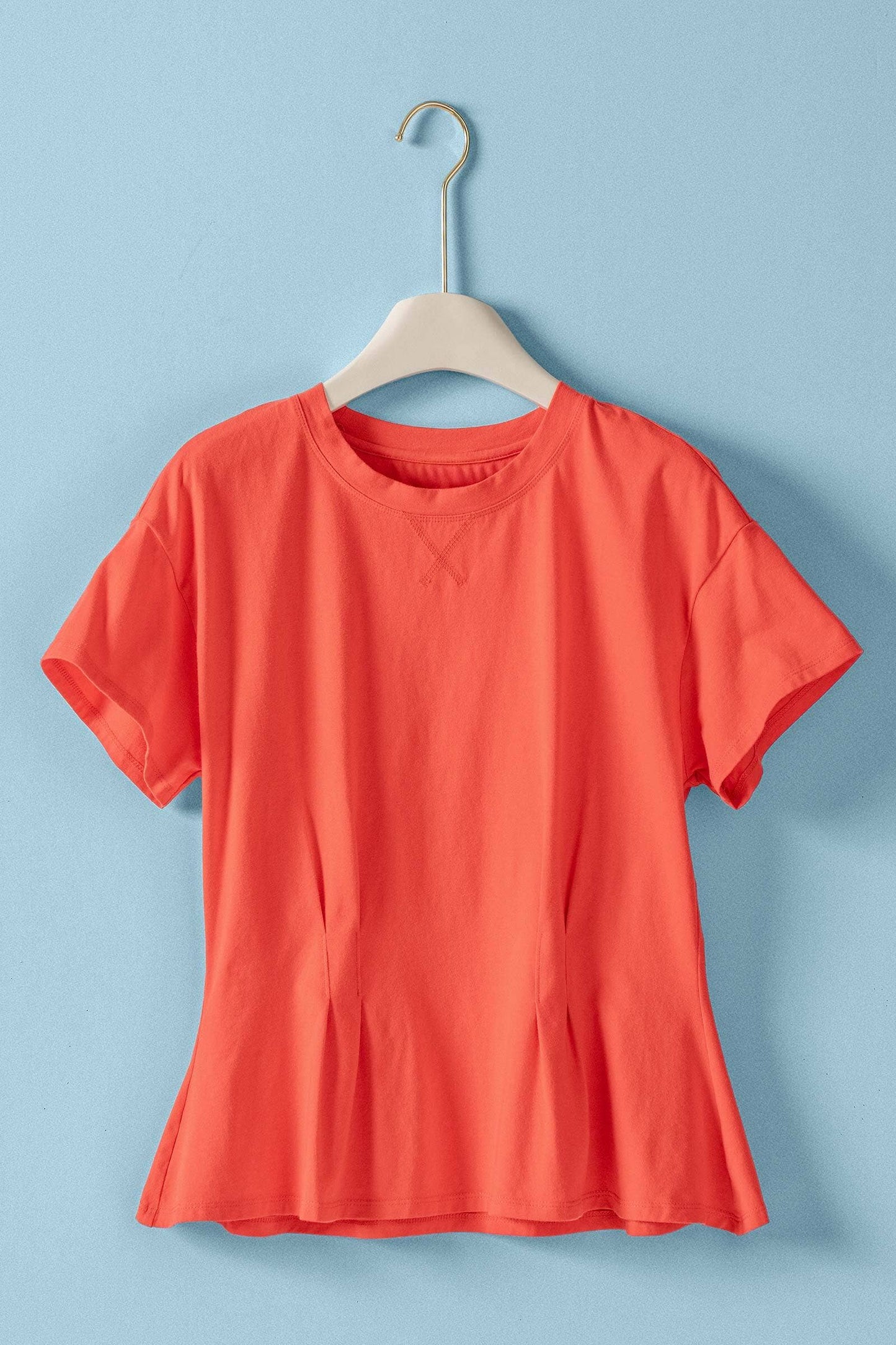 Pleated Waist Cotton Spandex Everyday Tee