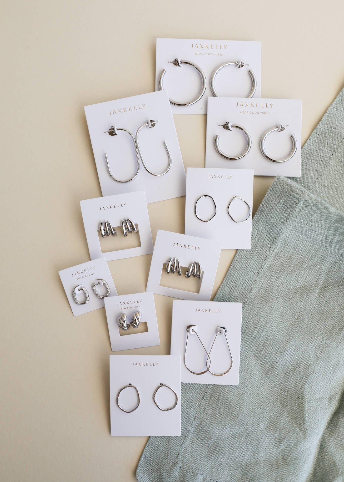 Silver Three Hoop Huggie - Earring