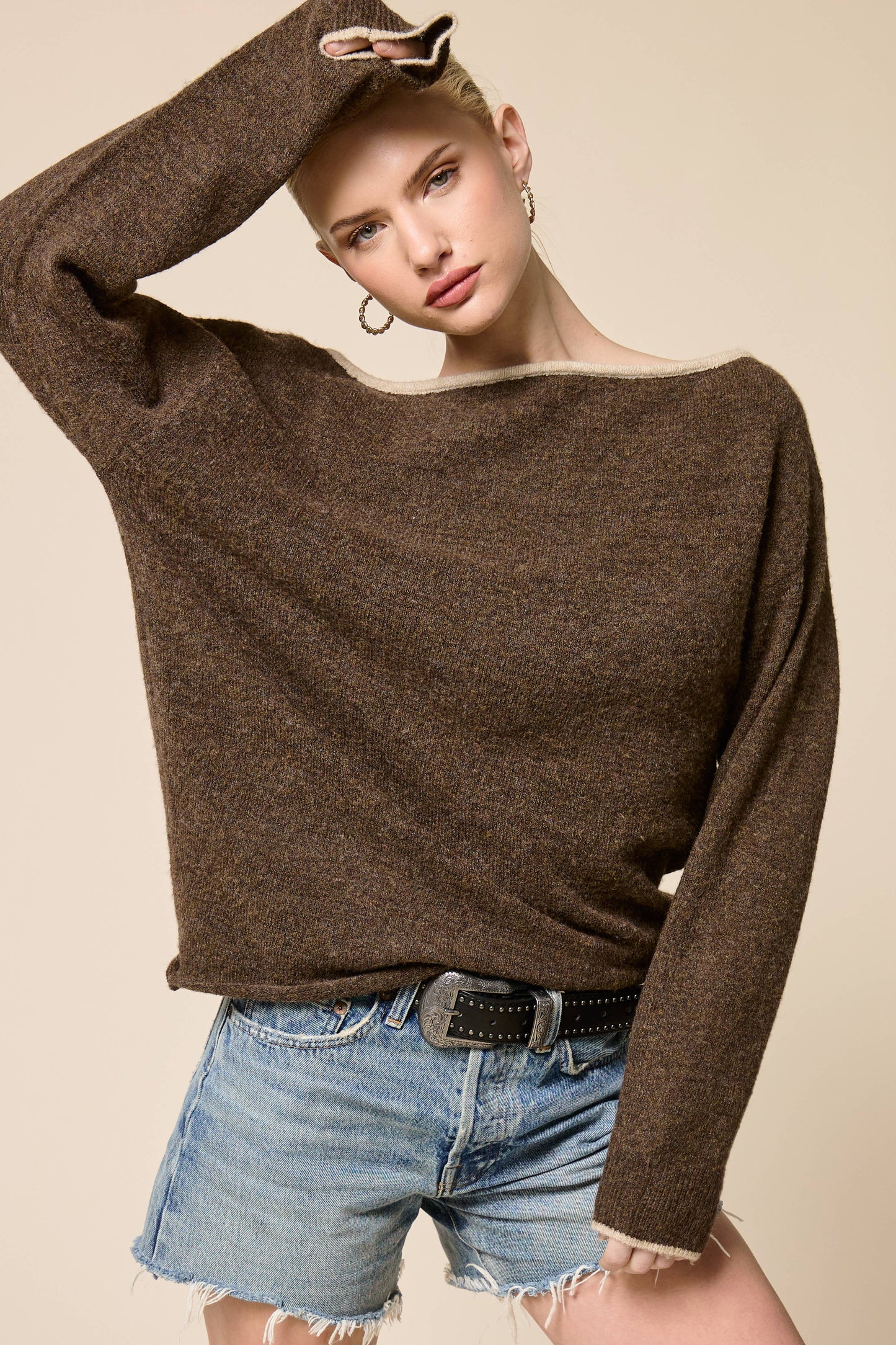 Dolman Off Shoulder Knit Sweater