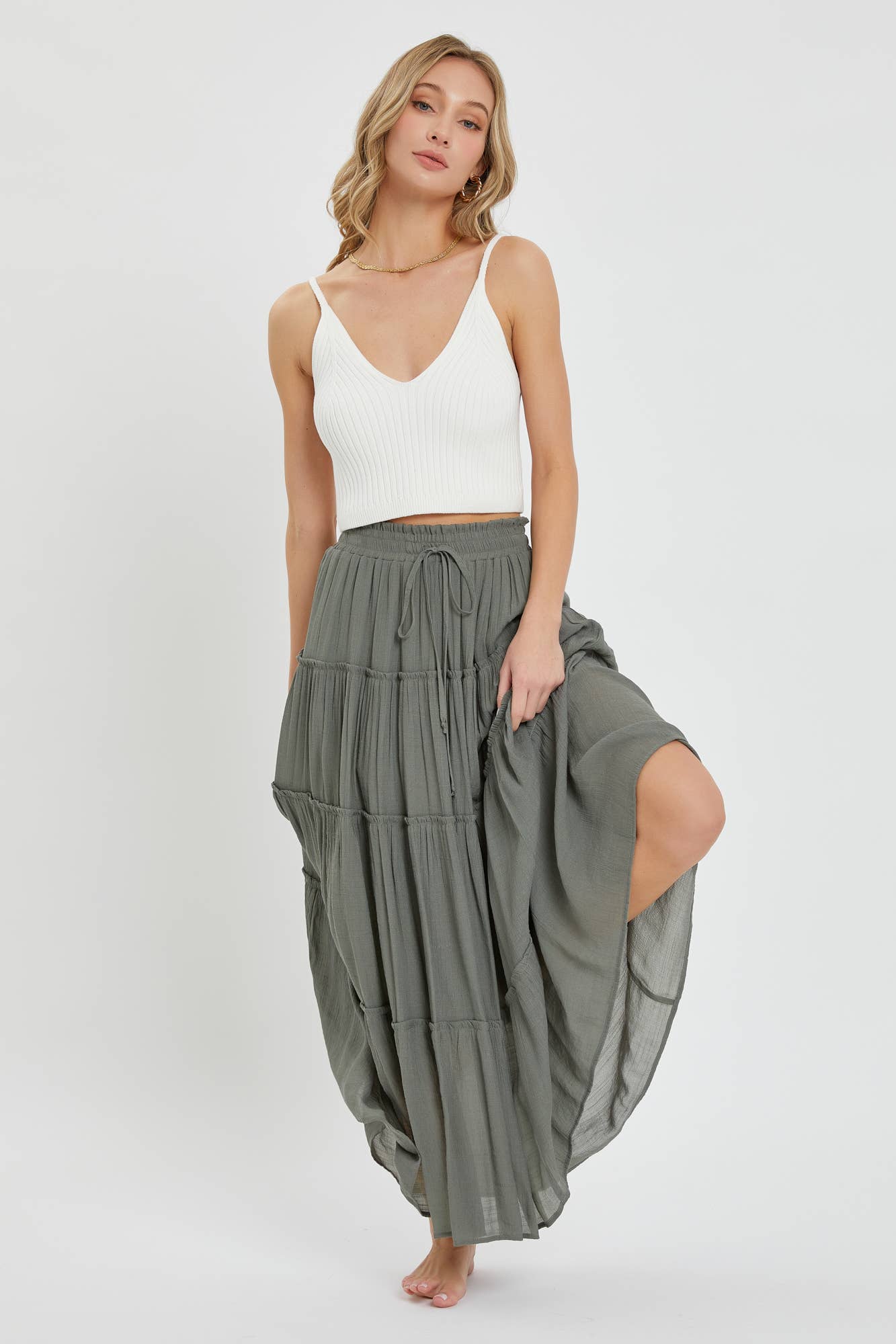 Flowy Tiered Boho Maxi Skirt