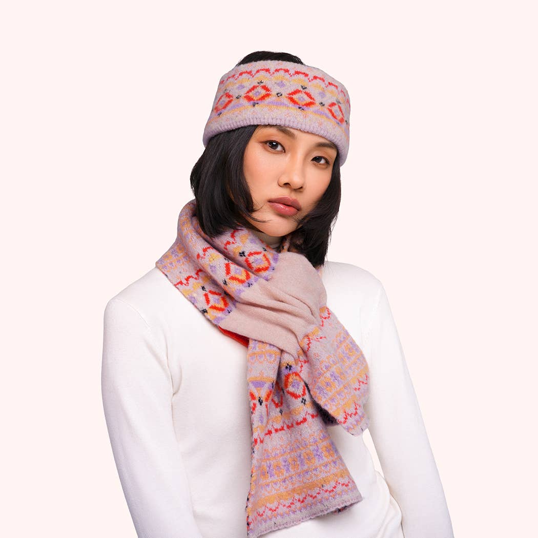 Fair Isle Scarf in Cream Mix