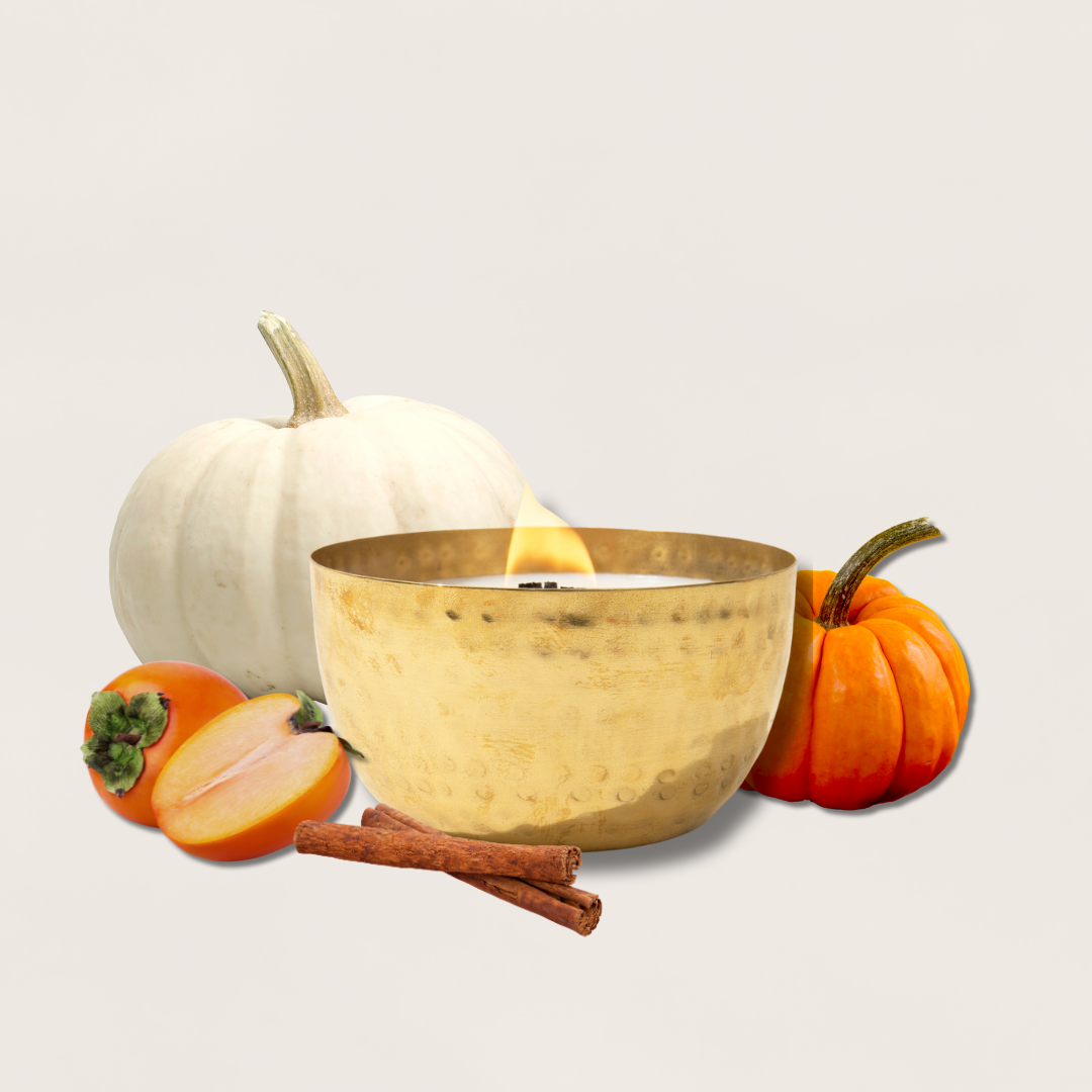 Pumpkin & Persimmons  -Solid Brass 14oz Pure Soy Candle