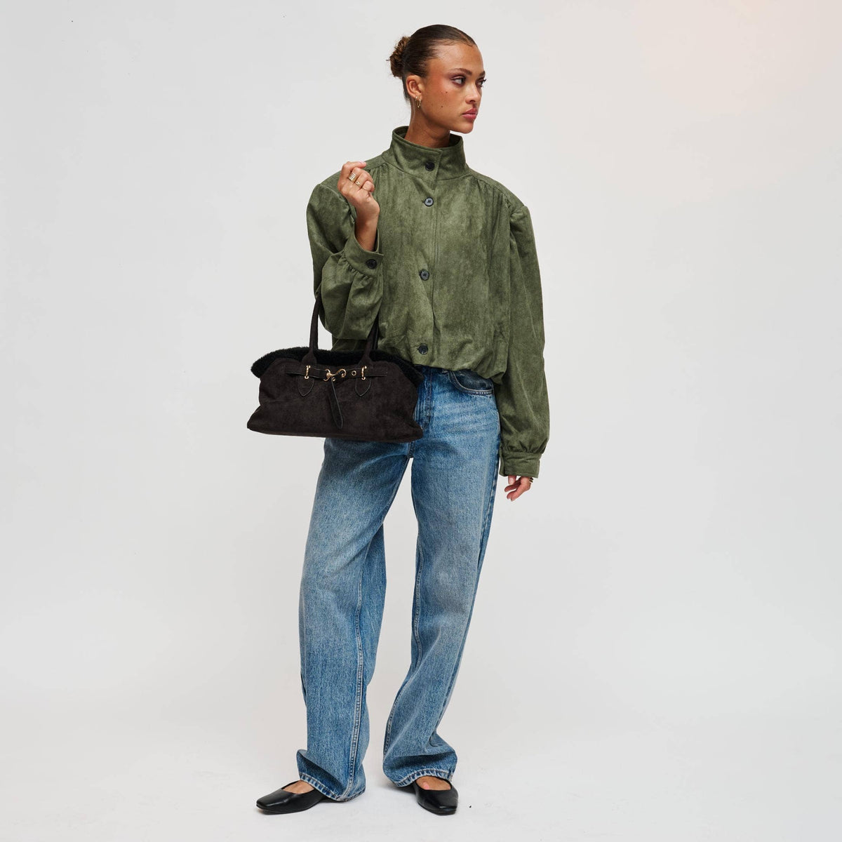 Tommy Fur Trimmed Satchel