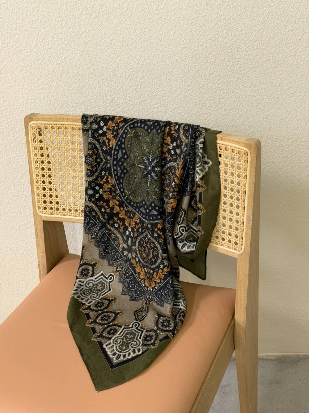Ornate Olive Square Scarf