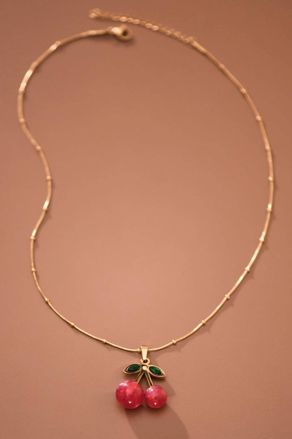 18K Gold Plated Red Cherry Necklace