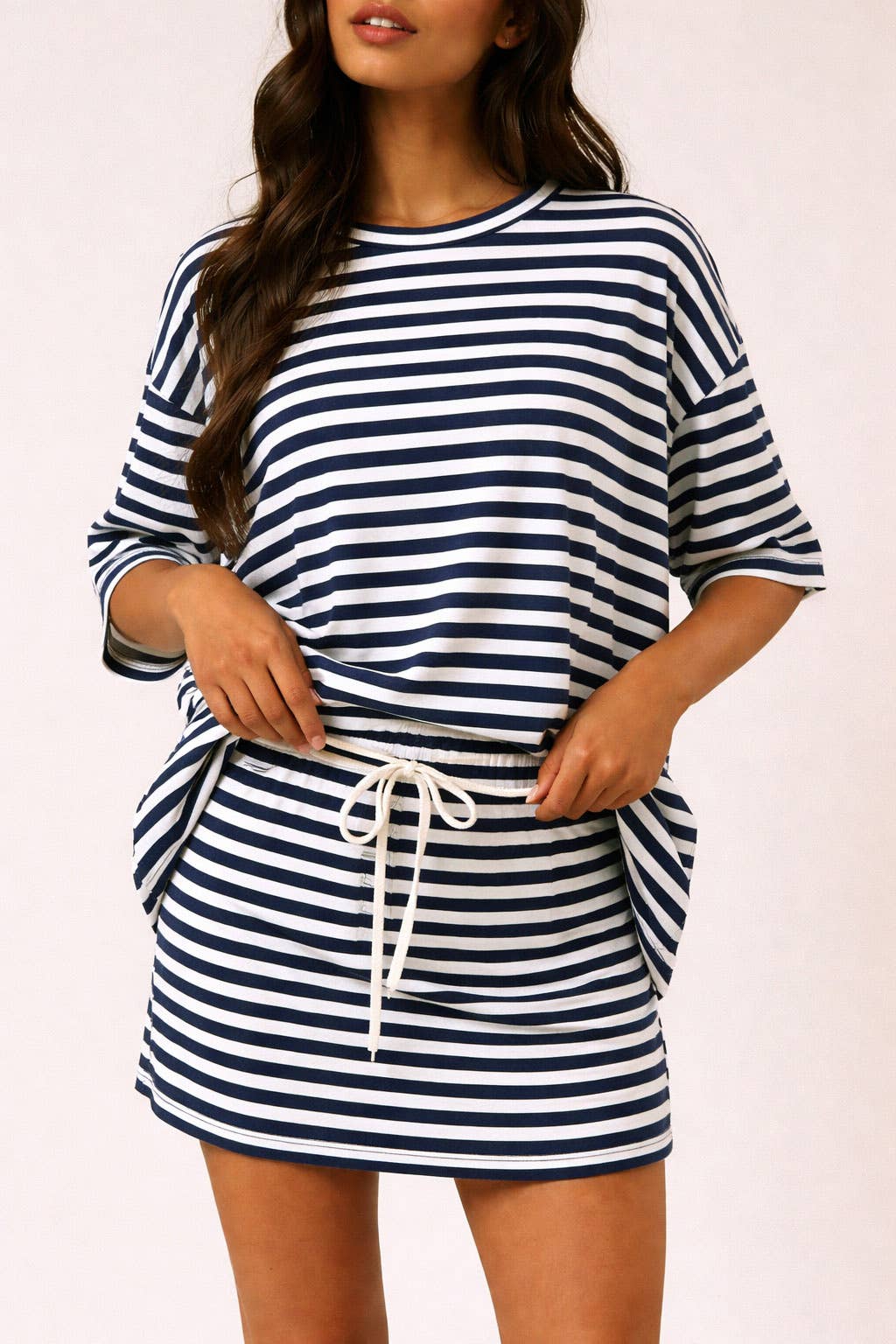 Short Sleeve Oversized Striped T-shirt - 2 color options