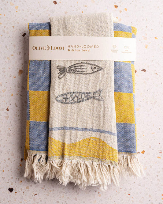 Sardine - Hand Stitched Turkish Cotton Kitchen Towel