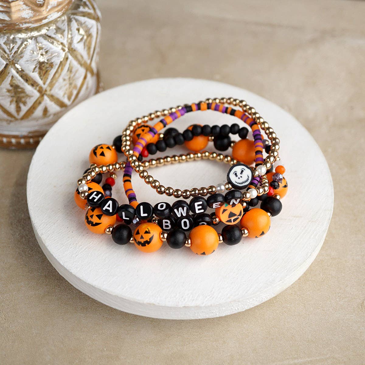 Halloween Beaded Bracelet Stack