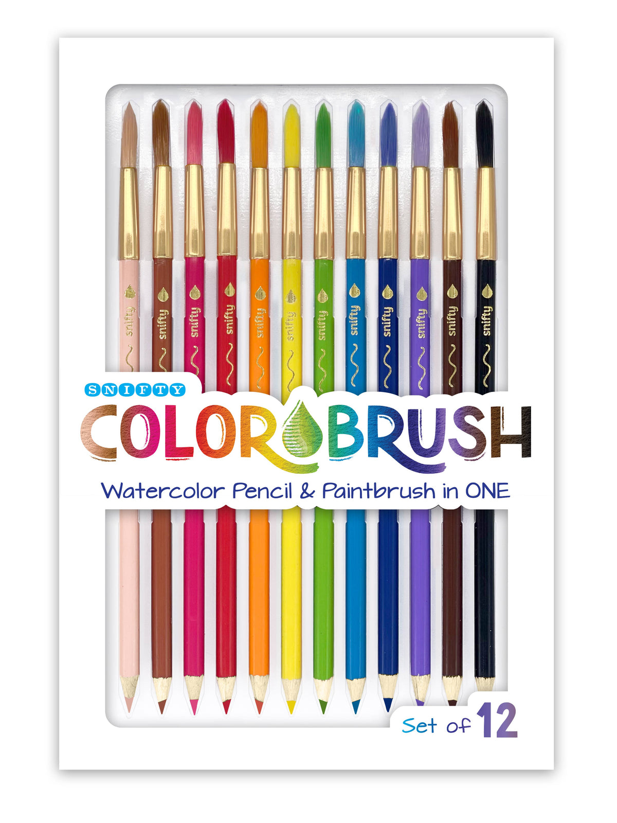 Watercolor Pencil & Paintbrush in ONE - Rainbow and Skin Tones
