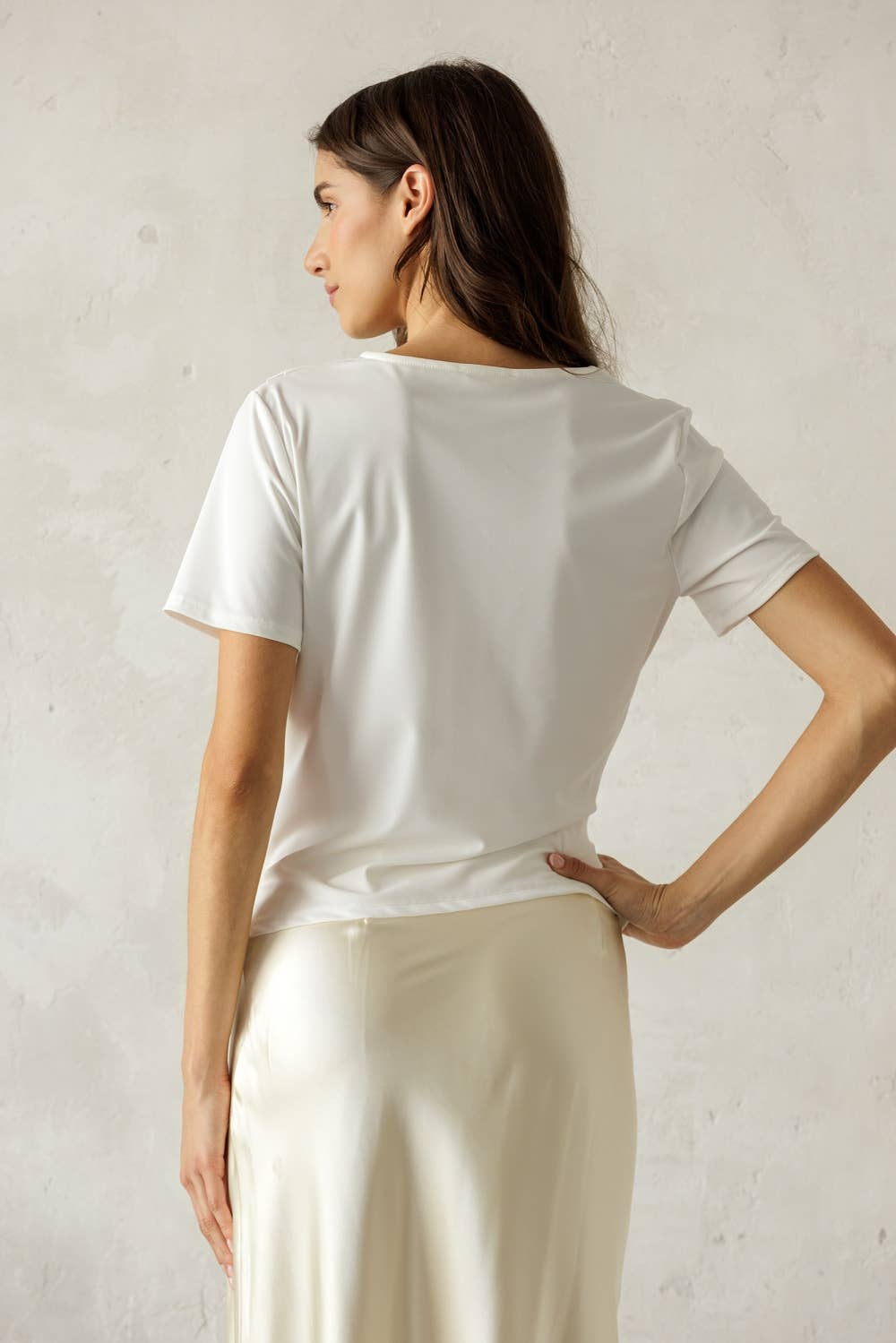 Asymmetrical Draped Short Sleeve Top