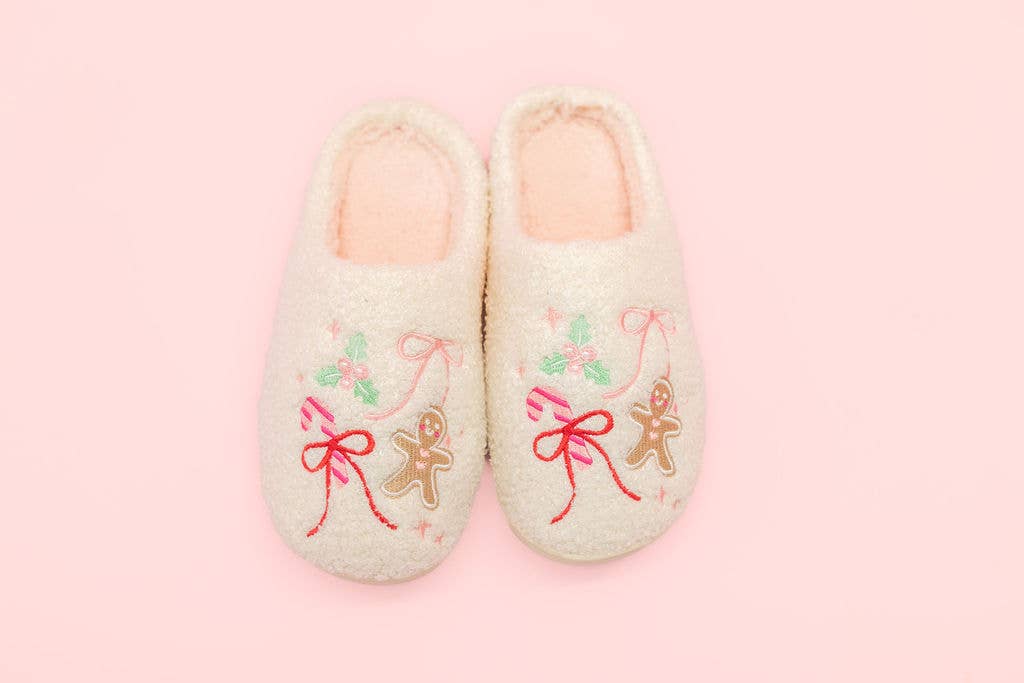 Gingerbread Bows Christmas Sweets Slippers