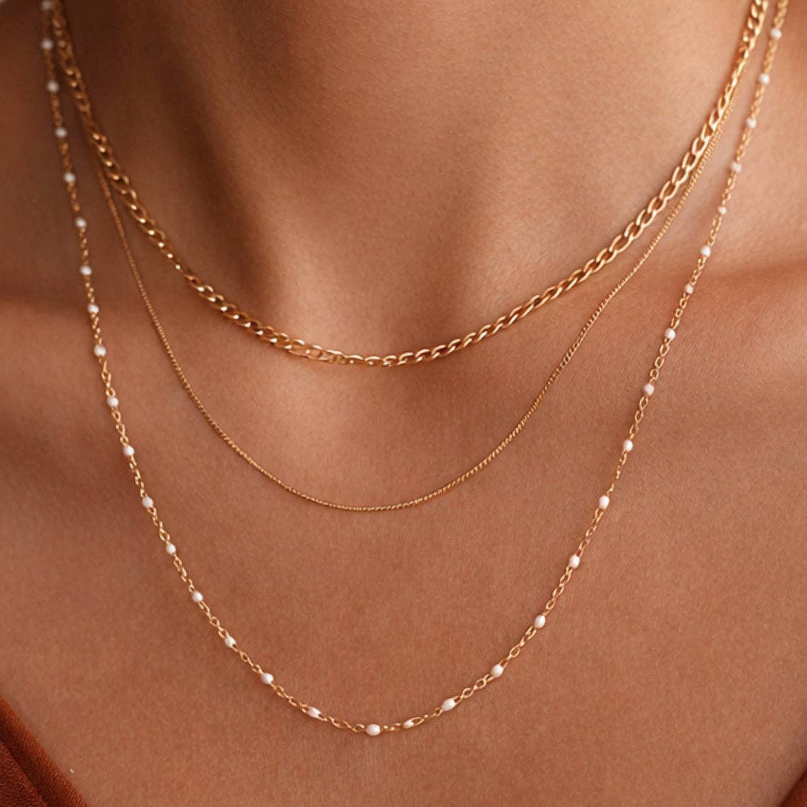 18K Gold Plated Waterproof Stainless Chain Necklace