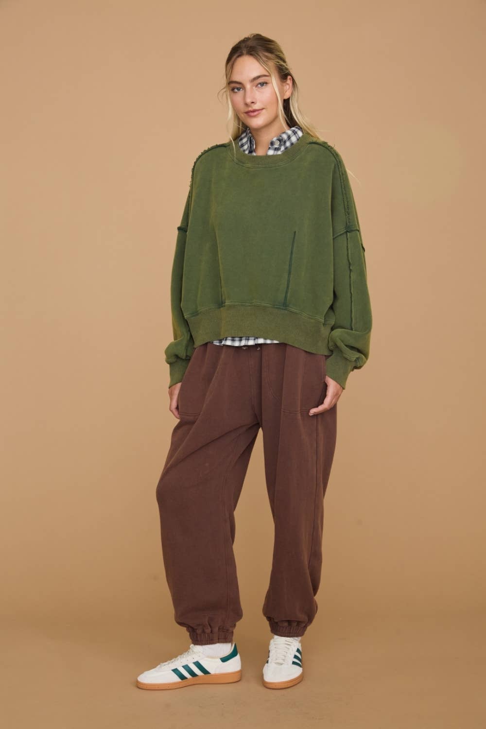 Washed Cropped Oversized Sweatshirt