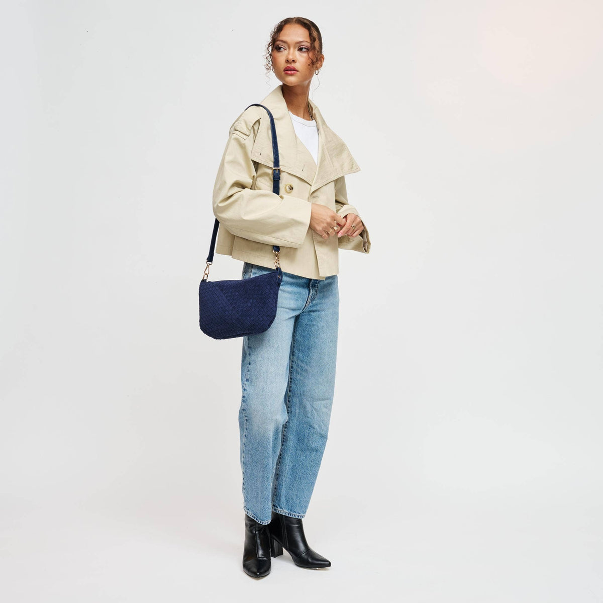 Woven Faux Suede Hobo/Crossbody Bag