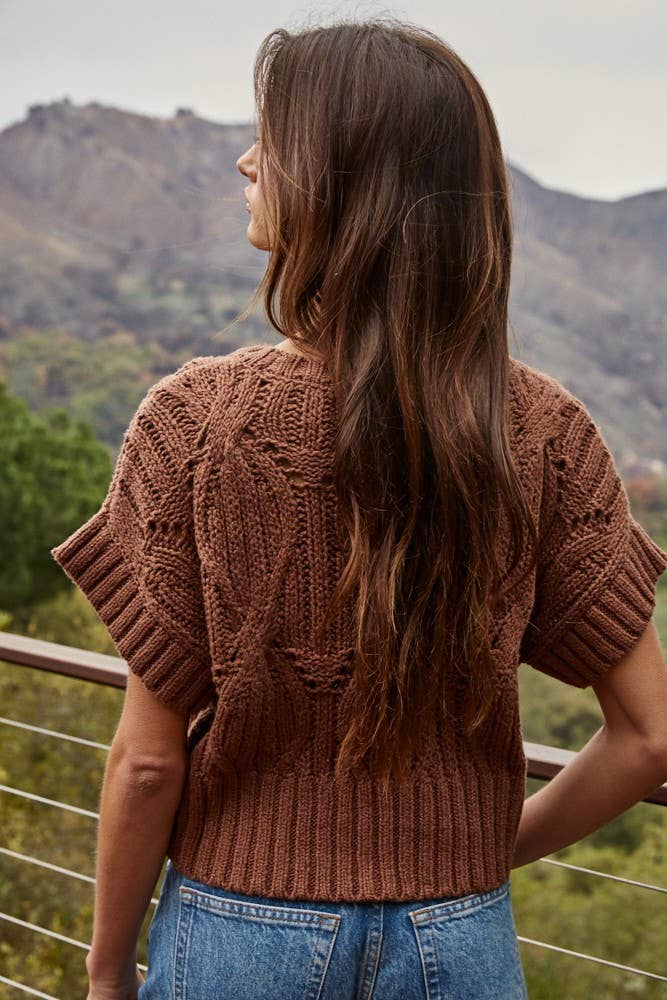 Cotton Crochet Short Sleeve Sweater