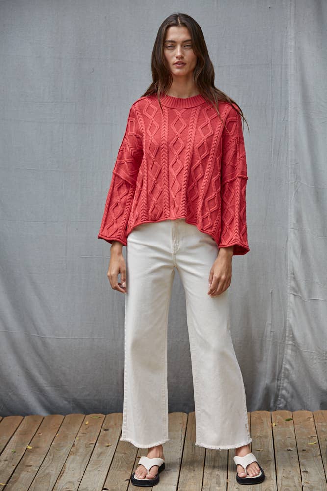 100% Cotton Cable Knit Sweater