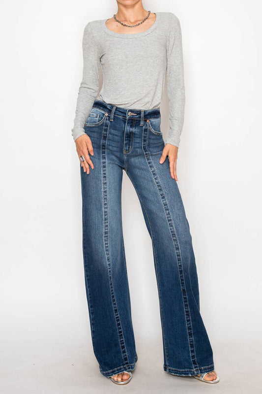 Eco Fabric High Rise Wide Leg Jeans - Dark Wash