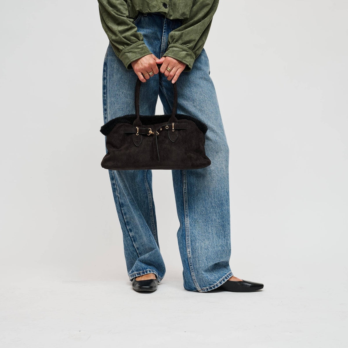 Tommy Fur Trimmed Satchel