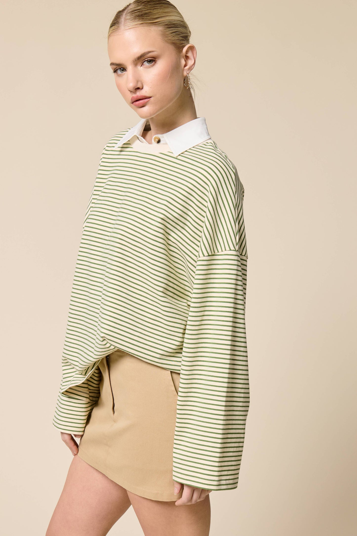 Striped Oversized Long Sleeve Top