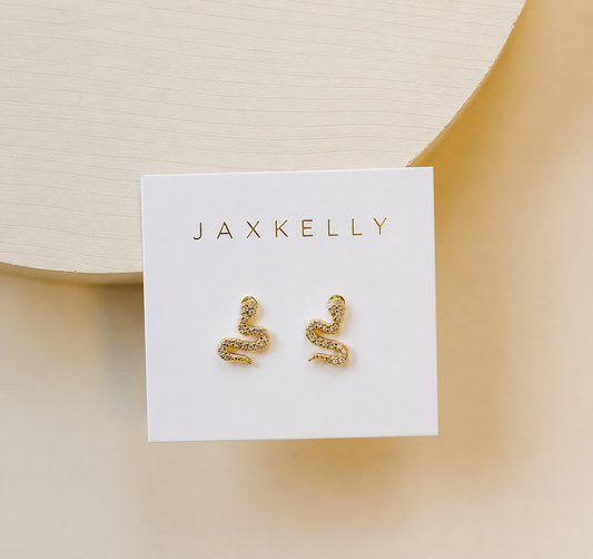 Pave Stud - Snake - Gold Earrings