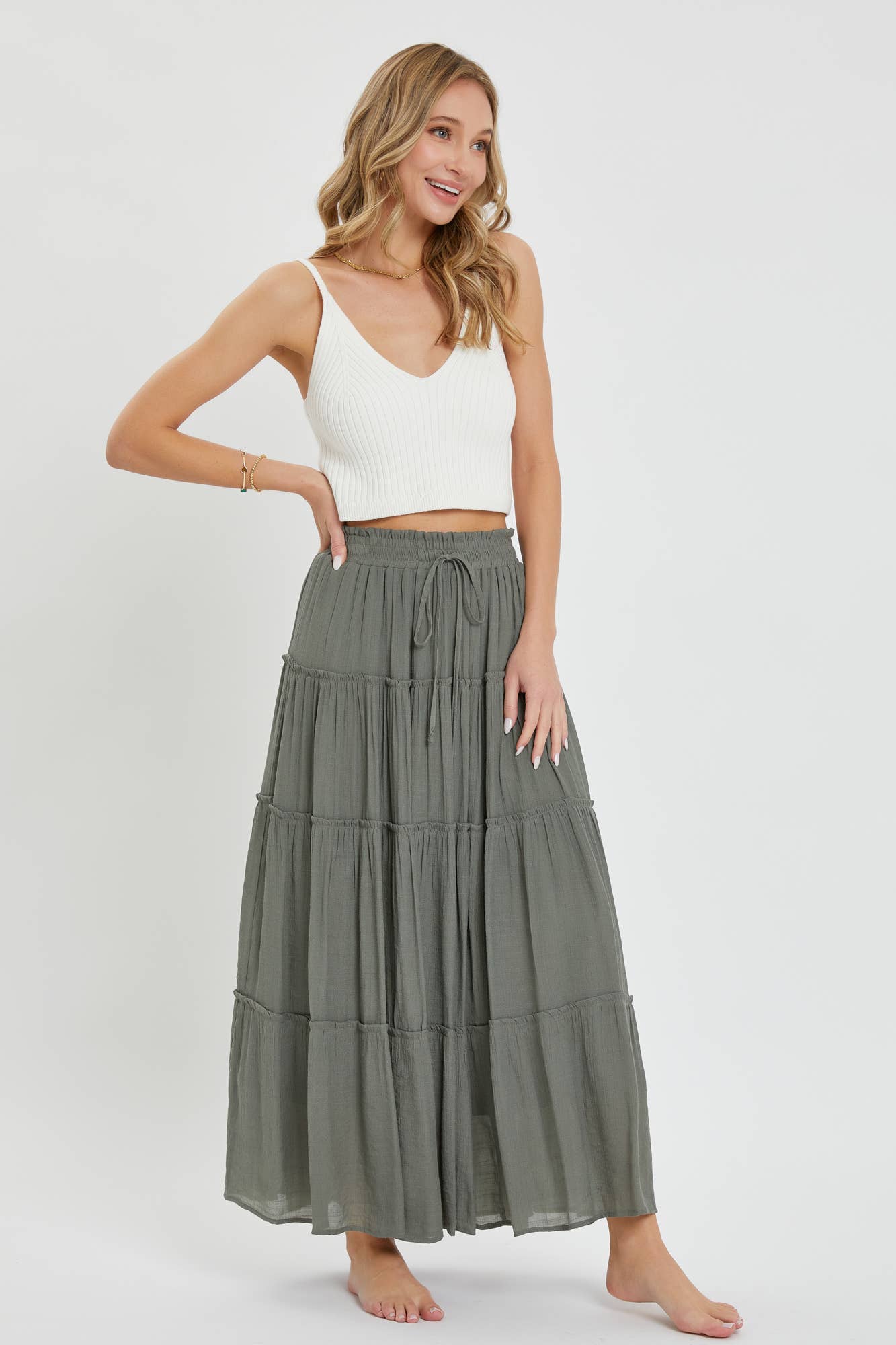 Flowy Tiered Boho Maxi Skirt