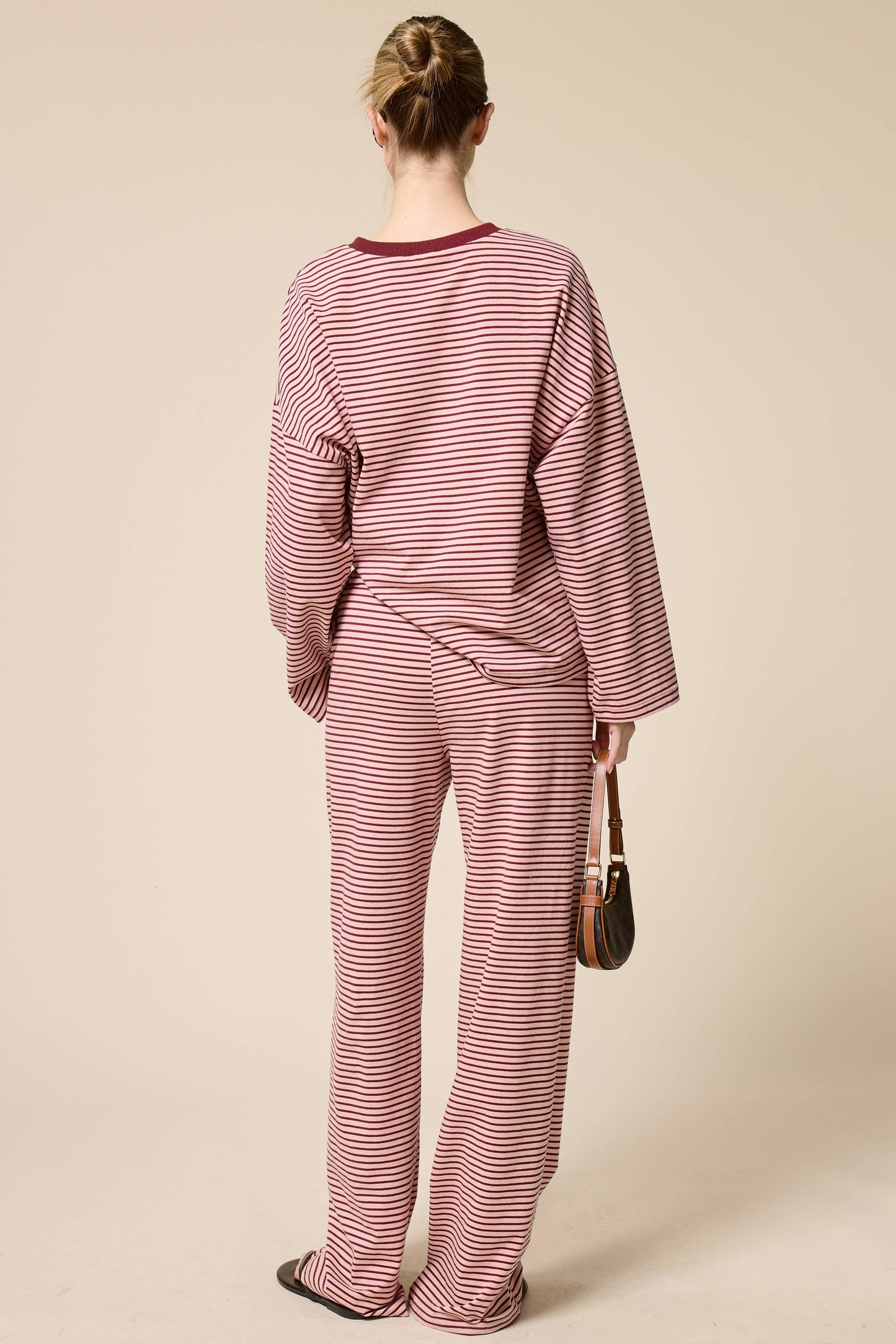 Striped Drawstring Wide Leg Pants