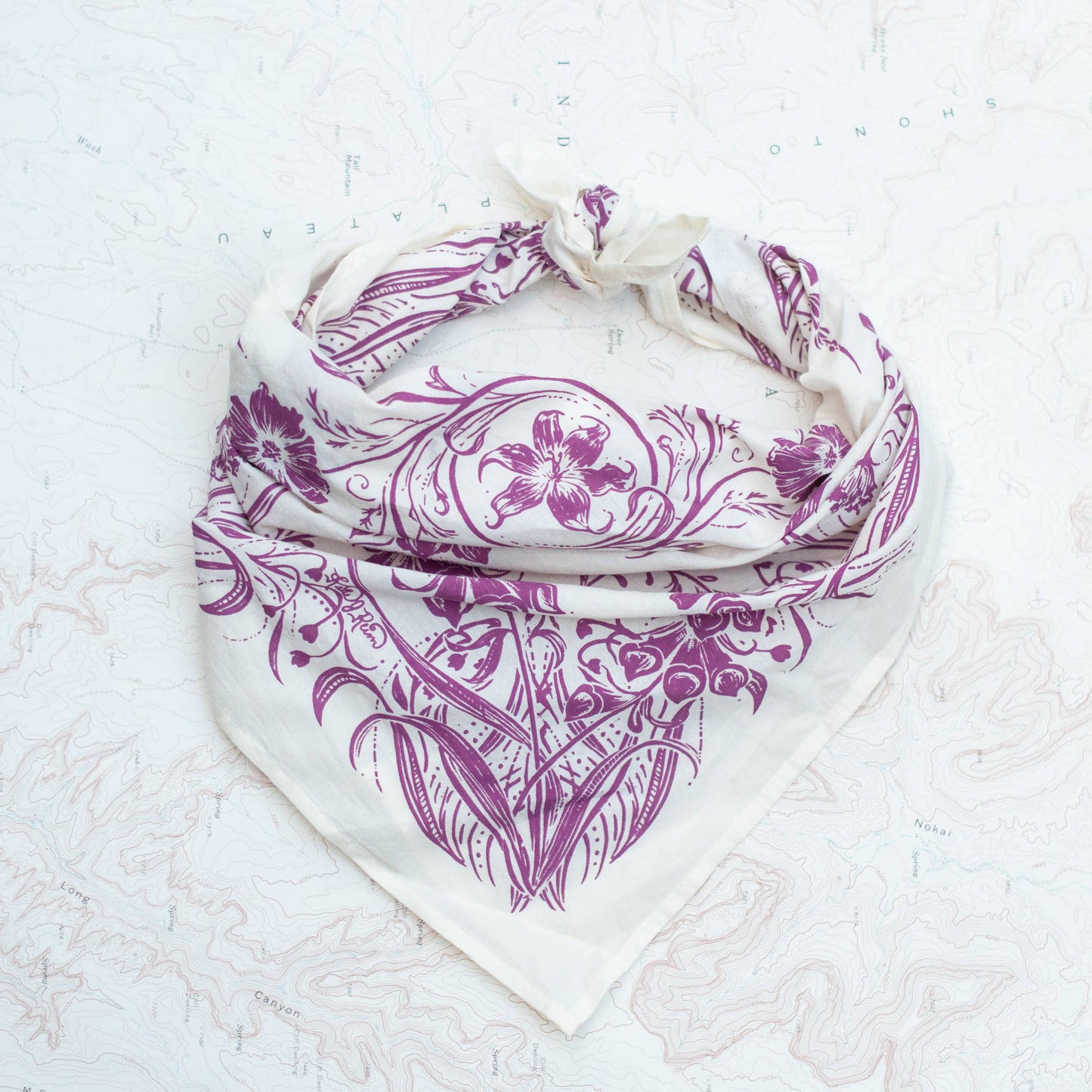 Alpine Wildflowers Premium Discharge Cotton Bandana