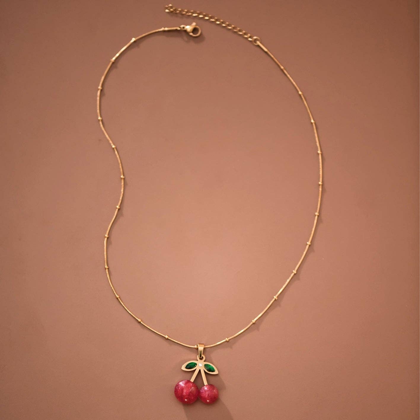 18K Gold Plated Red Cherry Necklace