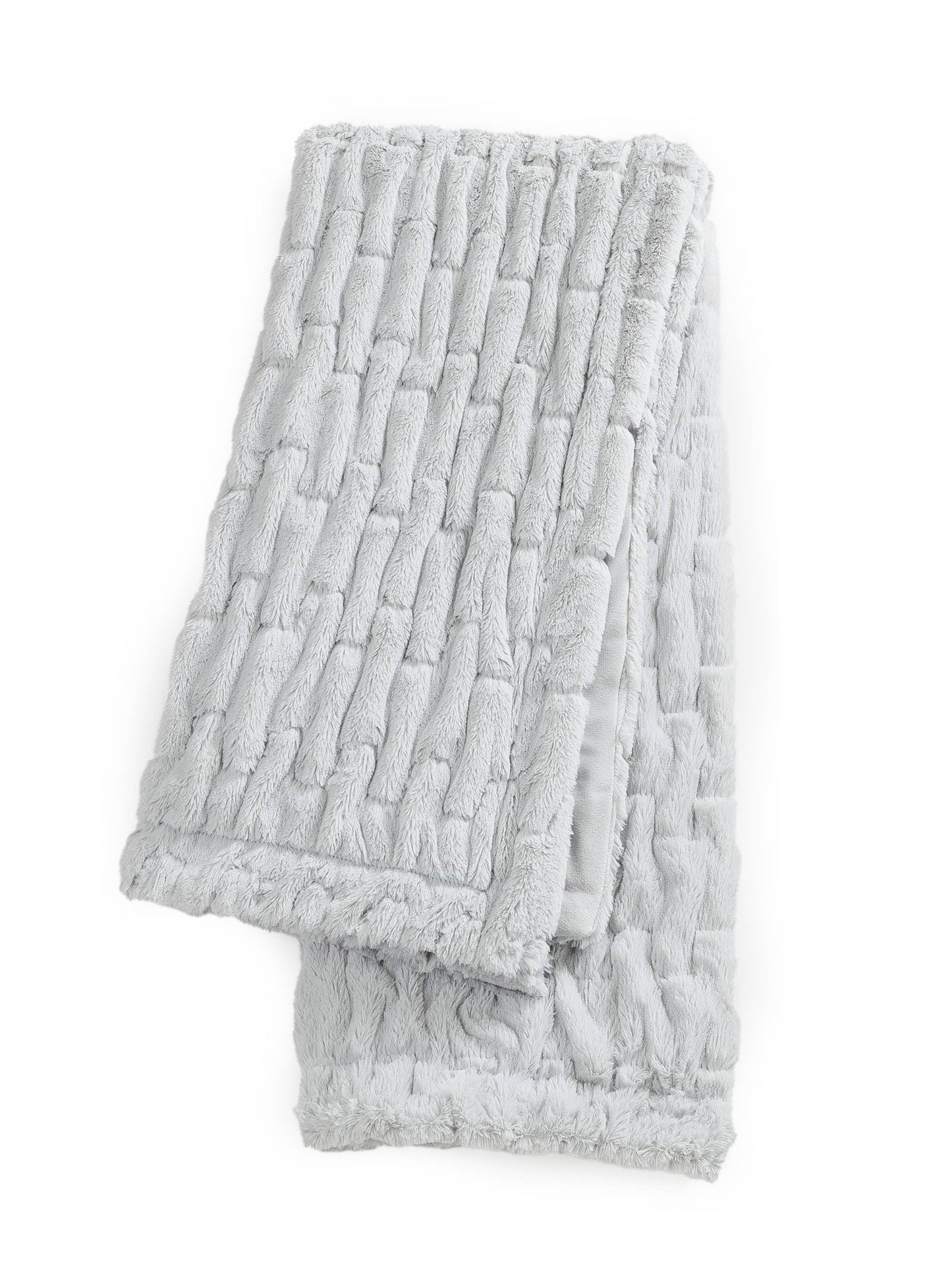 Luxuriously Soft Faux Fur Throw - Ice Silver