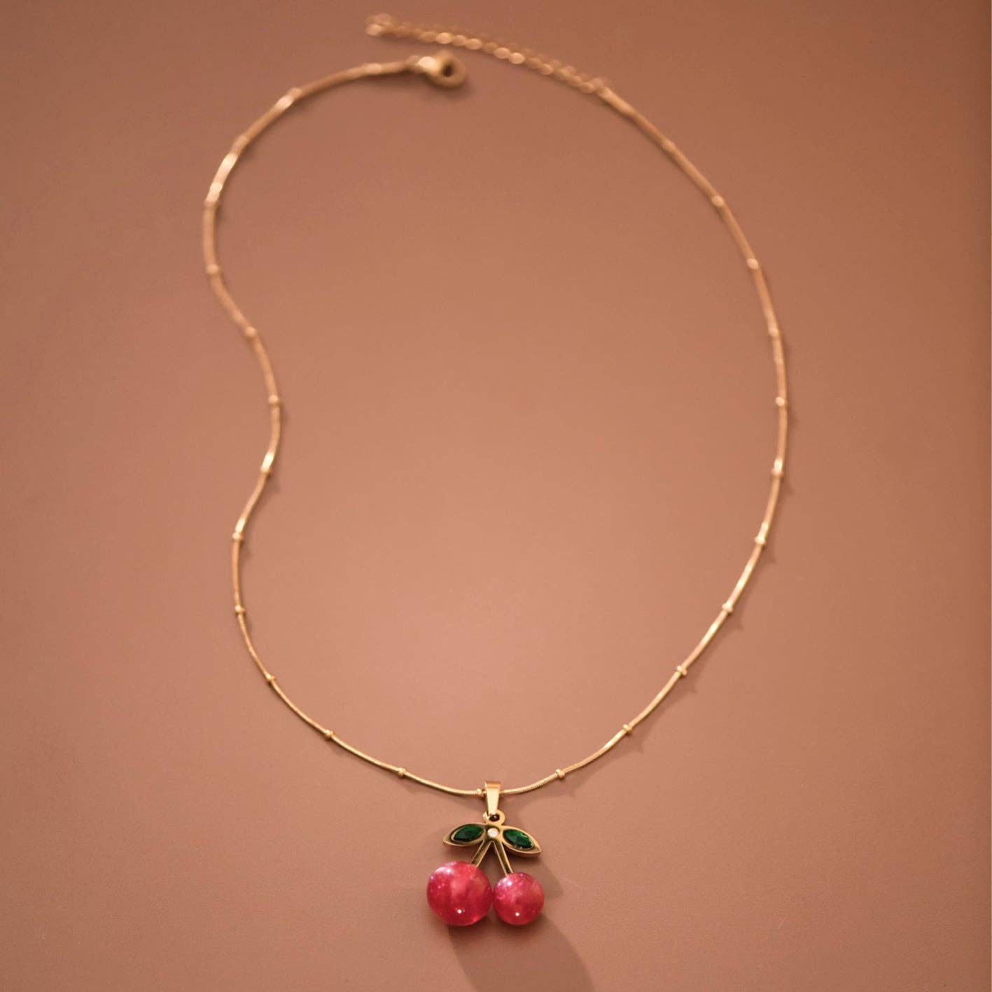 18K Gold Plated Red Cherry Necklace
