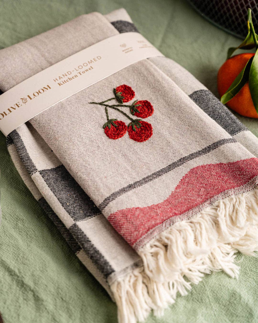 Tomato - Hand Stitched Turkish Cotton Kitchen Towel
