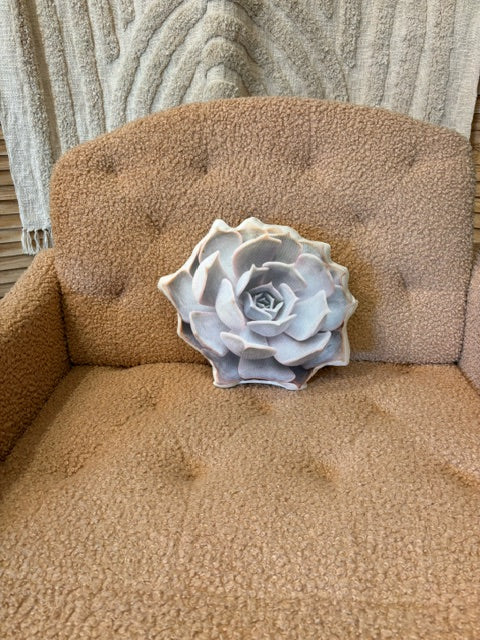 White Rose Succulent Pillow 10"